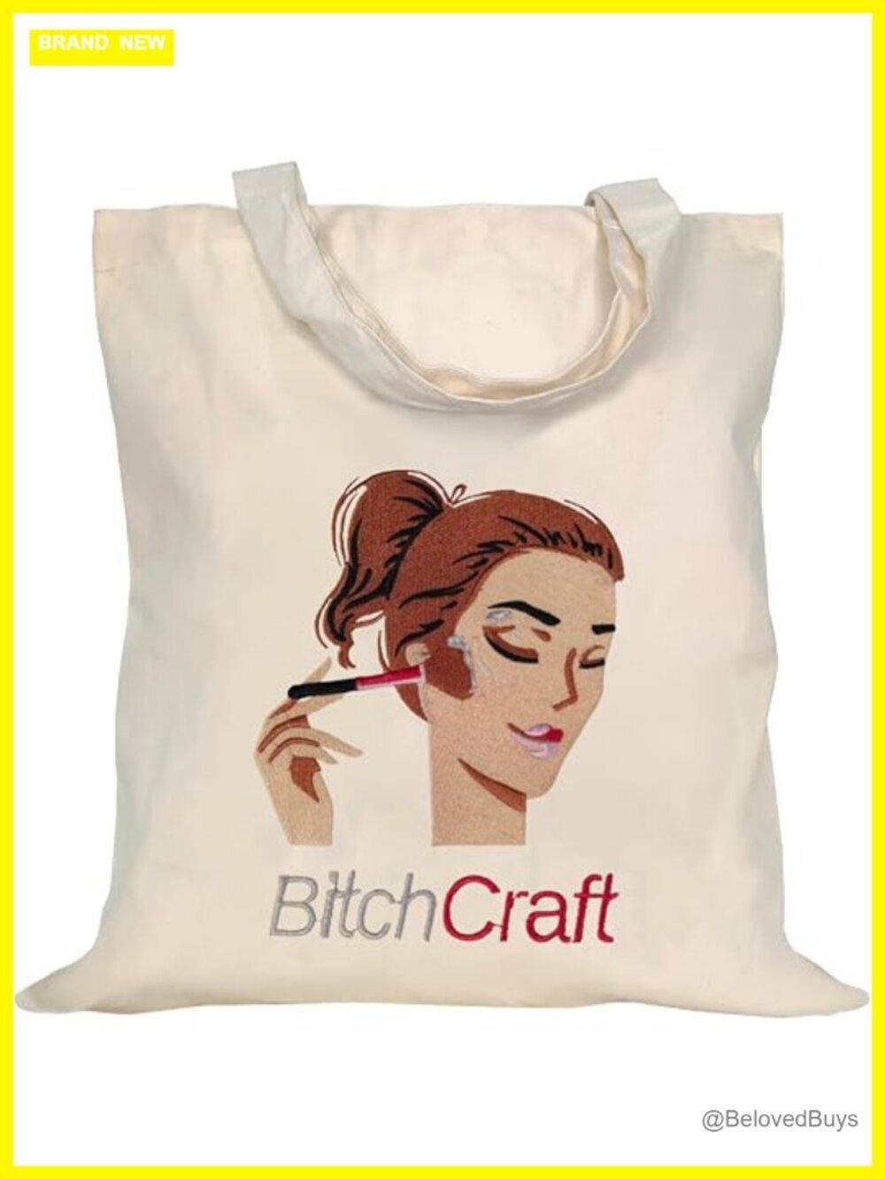 100% Cotton Canvas Tote - Embroidered Reusable Grocery Shopping Bag